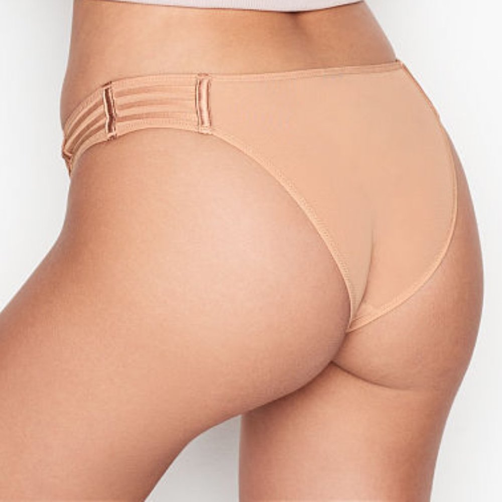 VS XL Mesh Cheekini Panty Champagne NWT Cheeky Cheekies Panties Underwear Mesh - Picture 4 of 5